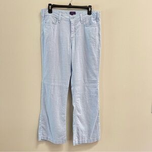 NYDJ Soft Blue stripe linen blend wide leg petite pants size 10P